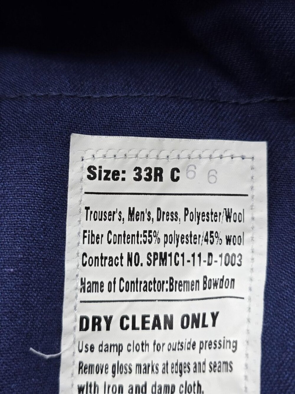 Defense Logistics Agency Dress Pants Mens 33R Uniform Trousers Polyester Wool - Picture 9 of 10
